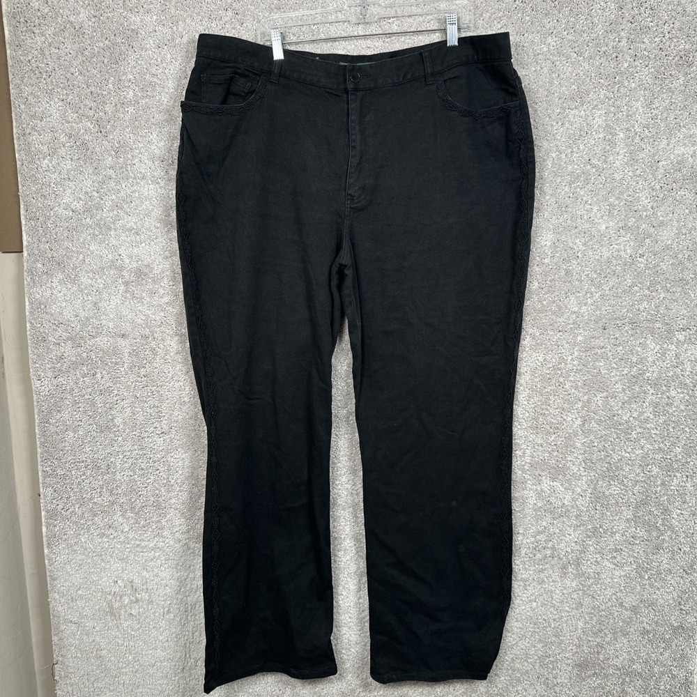 Lauren Ralph Lauren Black Embroidered Beaded Straight Leg Jeans Size 20W